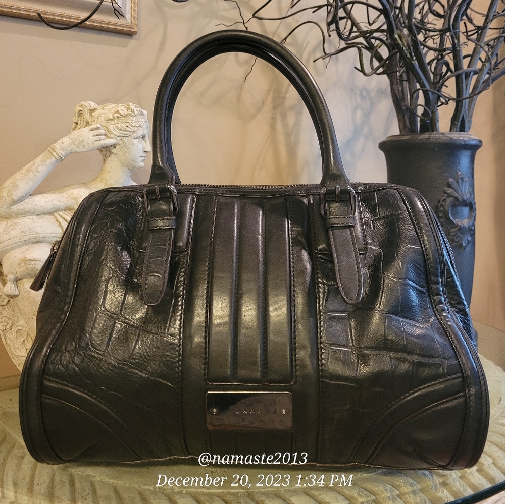 L.A.M.B Gwen Stefani  Leather Croc Pattern Satchel Luxury Designer Handbag #673